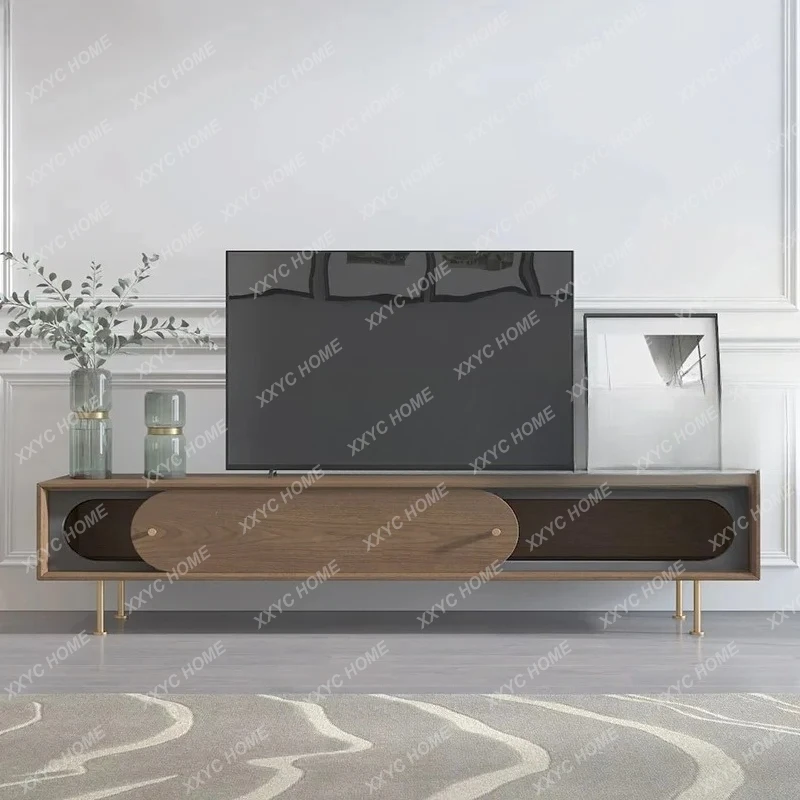 WSmobile TV semplice e di lusso leggero, combinazione di tavolini da caffè, mobile da pavimento, colore noce, mobili per soggi