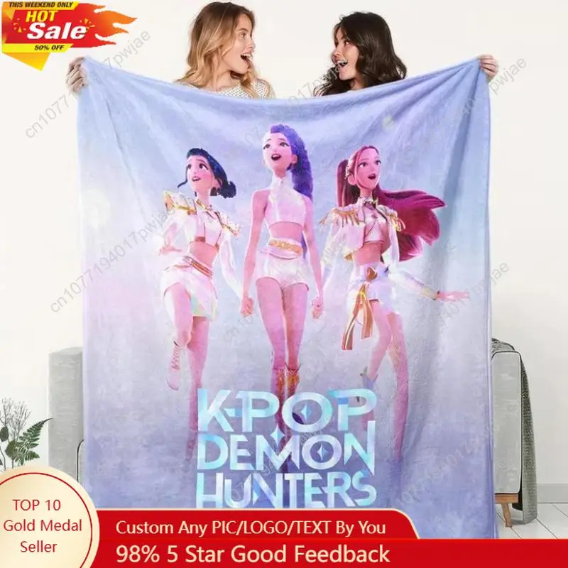 

K-Pop Demon Hunter Poster Blanket Soft Flannel Shawl Design Home Office Camping Sofa Bed Cover Netflix Fan Gift Zoey Rumi Mi