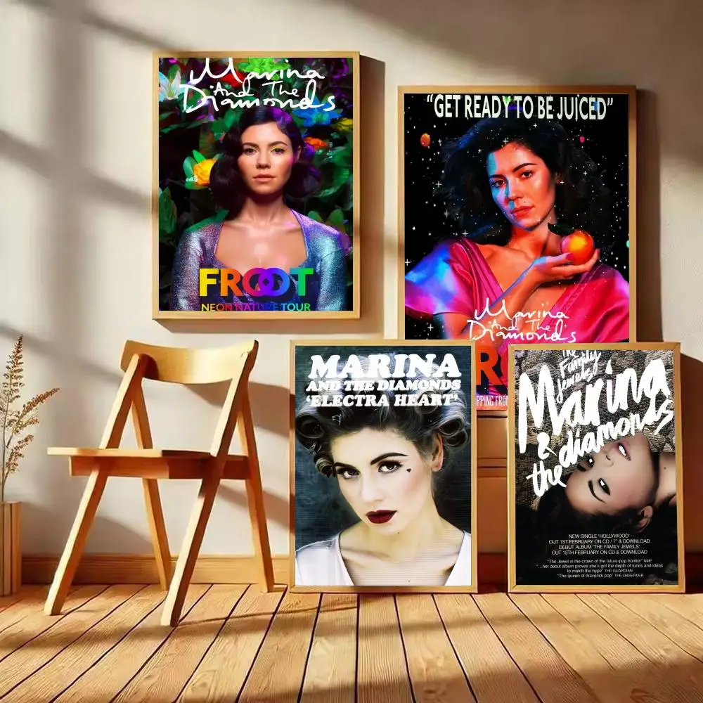 Póster de M-Marina y los diamantes, adhesivo artístico autoadhesivo, pegatina de papel impermeable, decoración de pared para cafetería, Bar, habitación, regalo