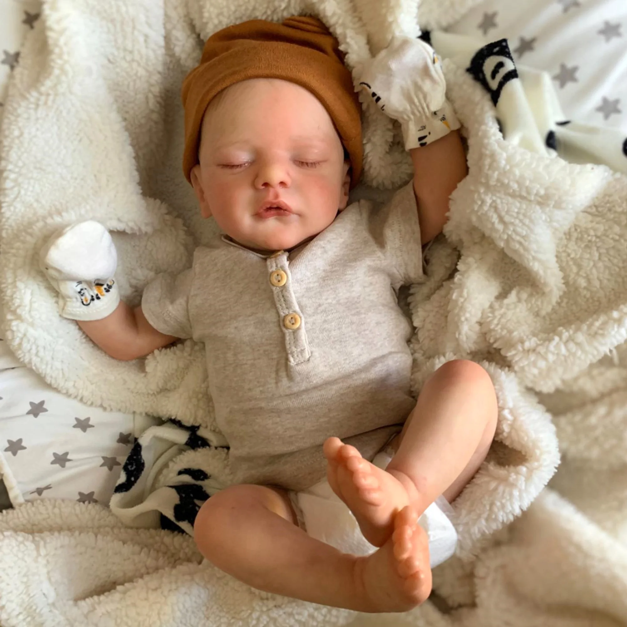 

Full Body Soft Vinyl Reborn Dolls 45CM Boy Sam 3D Painted Realistic Bebe Reborn Doll With Rooted Hair For Kids muñeca reborn