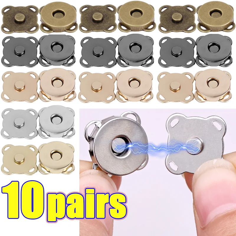 10sets Bags Magnetic Snaps Buttons Magnet Closures Buckle Purse Clothes Wallet Bags Parts Mini Adsorption Buckle DIY Accessories