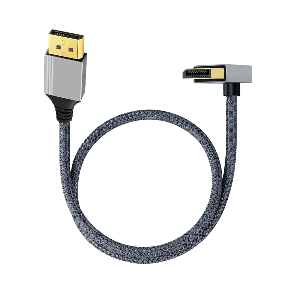 Kabel Audio Video, tampilan port 1.2 sudut atas/bawah/kiri/kanan 1M 90 derajat 4K60Hz 2K144Hz untuk Laptop PC Xbox Series Monitor