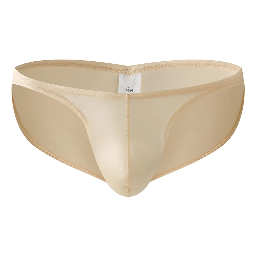 Sexy Panties Men Underwear Shinny Satin Low Rise U Convex Pouch Narrow-sided Tight-fitting Half-wrapped Buttocks Male Briefs