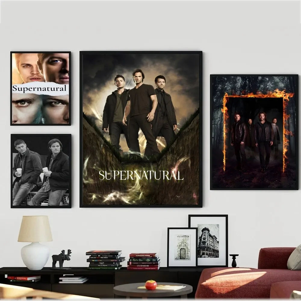 TV Play Series S-Supernatural Movie Nordic Poster Kraft Paper Vintage Poster Wall Art Painting Study Aesthetic Art Wall Stickers