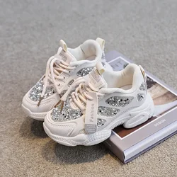 2022 primavera moda donna sneakers bambini scarpe da ragazza per bambini strass scintillanti bambini sport per il tempo libero all'aperto scarpe bianche rosse