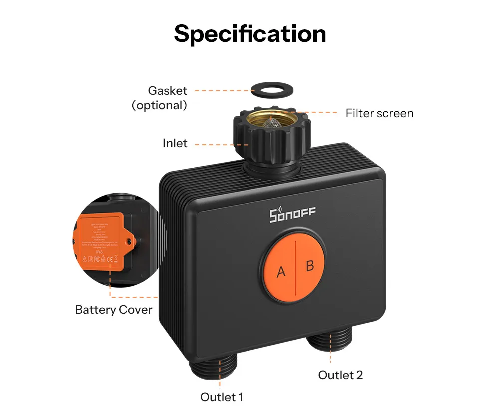 SONOFF Hydro DUO Zweikanaliges Zigbee Smart-Wasserventil mit Durchflussmesser, Messinganschluss, saisonaler Wassereinsparung, App-Leck- und Frostwarnung – Detail 17