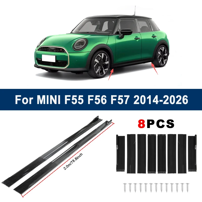 

2m Sectional Side Skirt Extension Lips For MINI F55 F56 F57 2014-2026 - Racing Side Spoiler Car Modified Body Kit Accessory