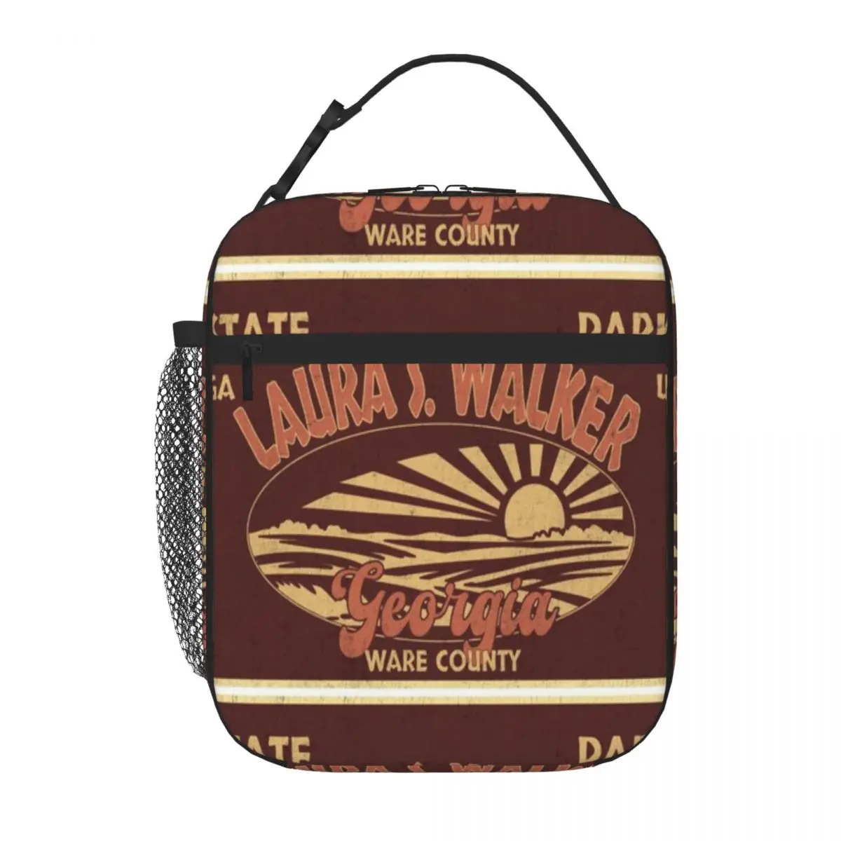 Hot Sale Laura S Walker State Park Ware County Georgia Badge Design Animal Face Carry Lunch Bag Mini Travel Bento Bag