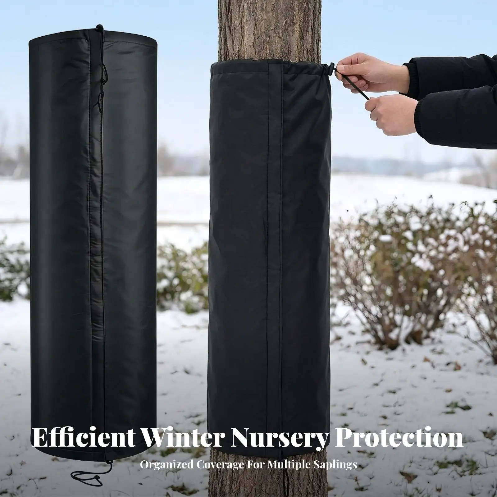 Tree Base Frost Protection Cover for Uncovered Landscapes with Insulated Foam Layer and Windproof Drawstring