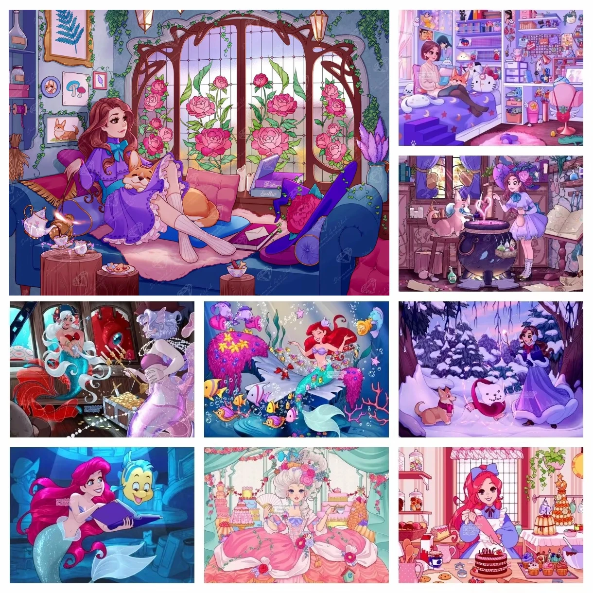 Cartoon Girl Princess 5D DIY Diamond Painting Mosaic Magic W