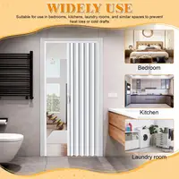 Accordion Door 48x80in/60x80in PVC Folding Door for Interior Single or Bifold Closet with Latch Handle Lock & Mounting Hardware 3