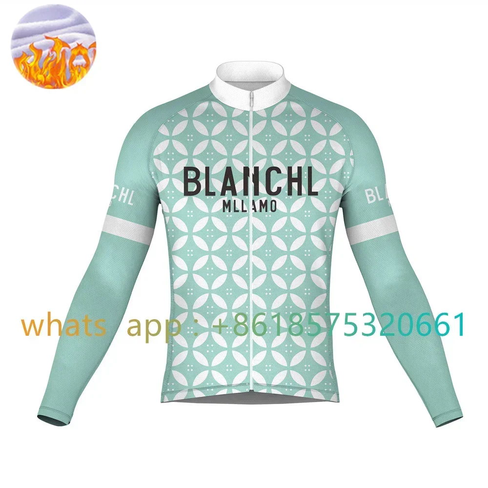 BlANCHl MllANO 2023 NEW PERTICARA Long Sleeve Winter Cycling Jersey Celeste