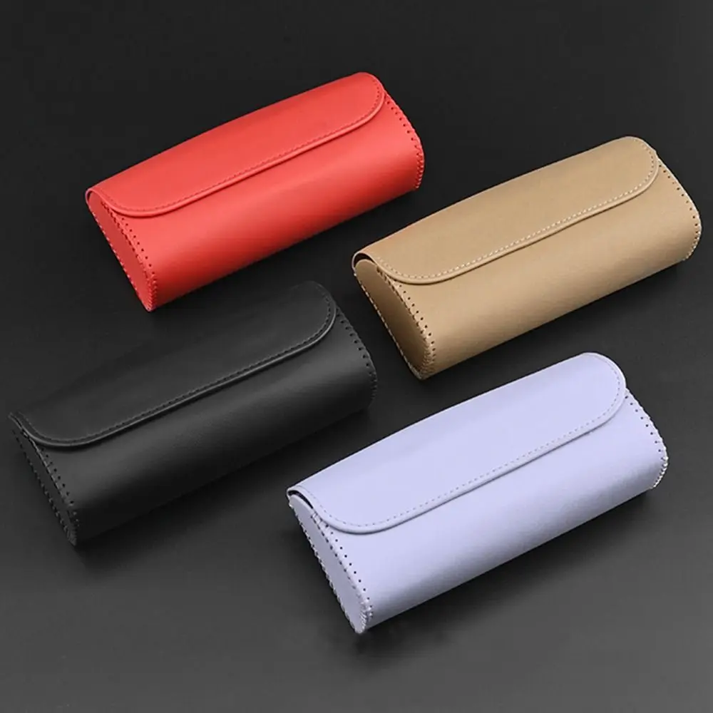 Portable Car Glasses Box Multifunctional PU Leather Driving Glasses Holder Easy Installation Car Lenses Holder