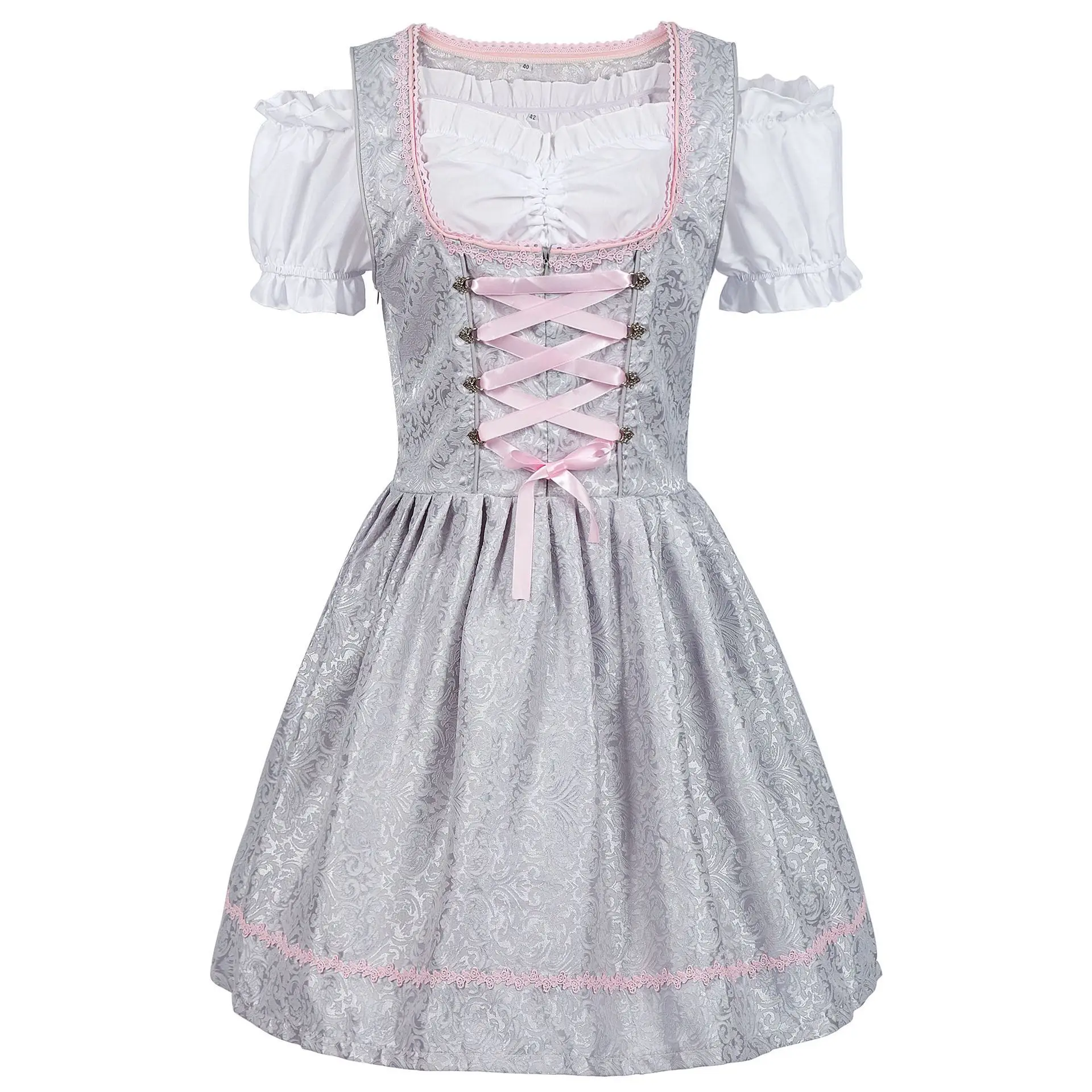 Munich Oktoberfest Costume 2024 Fashion Lace High Waisted Dress For Women Maid Dress Oktoberfest with Apron Cosplay Clothing