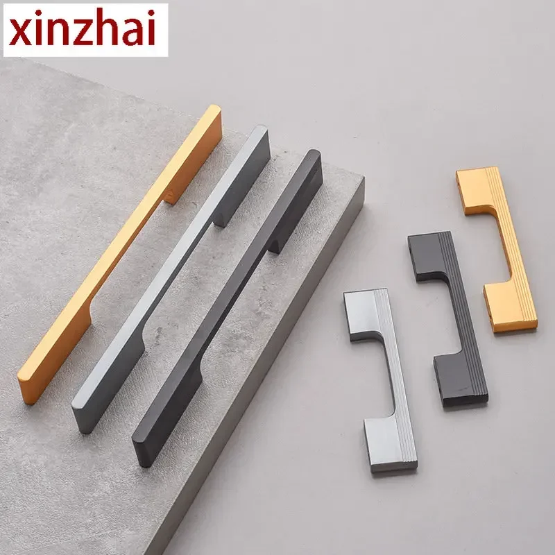 Aluminum Alloy Extended Cabinet Pulls Black Kitchen Cabinet Handles Drawer Knobs Furniture Door Knob Handle Hardware