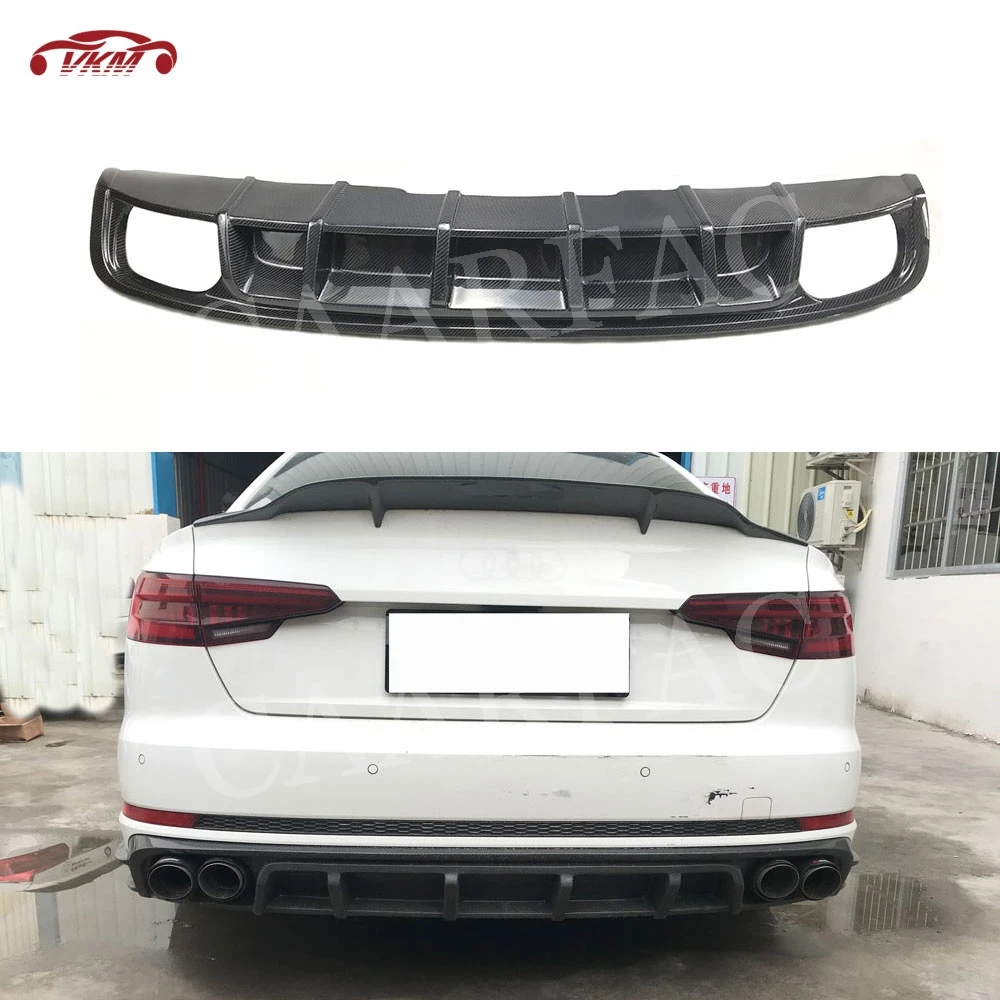 Carbon Fiber Rear Diffuser Spoiler Lip Splitters Aprons For Audi A4 Sline S4 B9 2017 2018 Back Bumper Hugger Car Styling