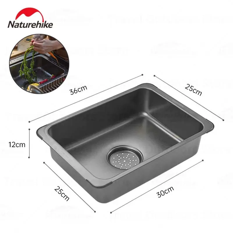 Naturehike IGT Stainless Steel Basin Camping Portable Table Accessories Washing sink Ultralight Washbasin Outdoor Kitchen Supply