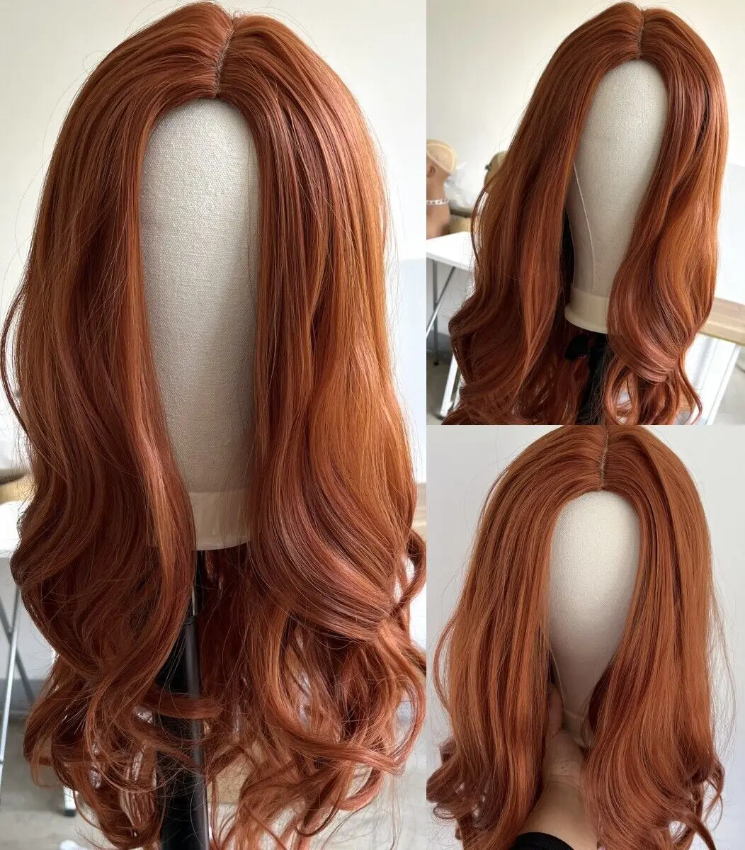 

Soft Heat Resistant Synthetic Hair Copper Red Natural Long Wavy Wig