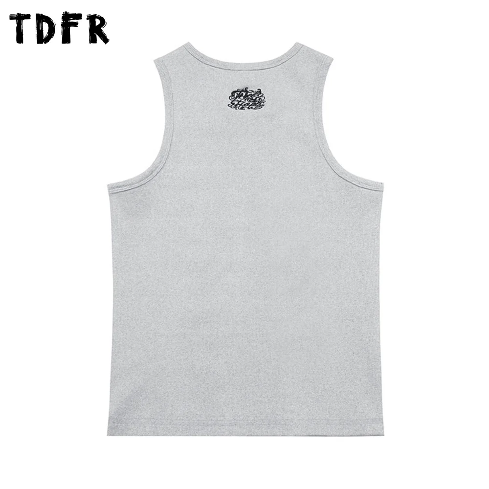 Chicano letters Embroidery tank top Mens Summer Streetwear Crew Neck Slim Sleeveless Singlets Men view 2