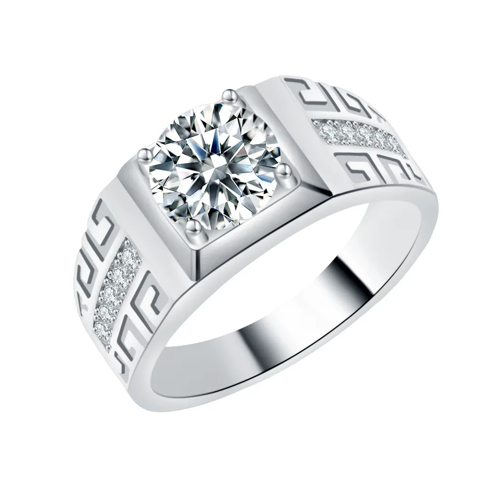 

FIREING 100% Genuine 1ct Moissanite Men Ring GRA Certificate Passed Diamond Test Ring Jewelry Gift S925 Silver
