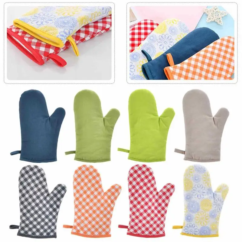 Plaid Oven Baking Gloves Kitchen Oven Mitt Glove Pad Plaid Microwave Anti-Hot Insulation Mat Baking Cooking Tools Accessories