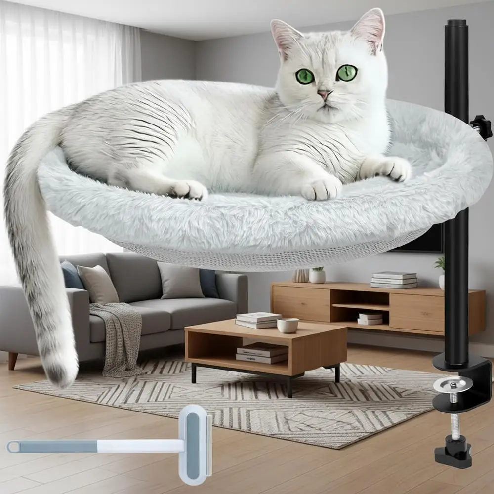 

Многофункциональная лежанка-колыбель для кошек с вращающейся на 360° щеткой ° Вращающаяся, регулируемая по высоте, выдерживает до 22 кг, съемная и моющаяся, кровать-гнездышко