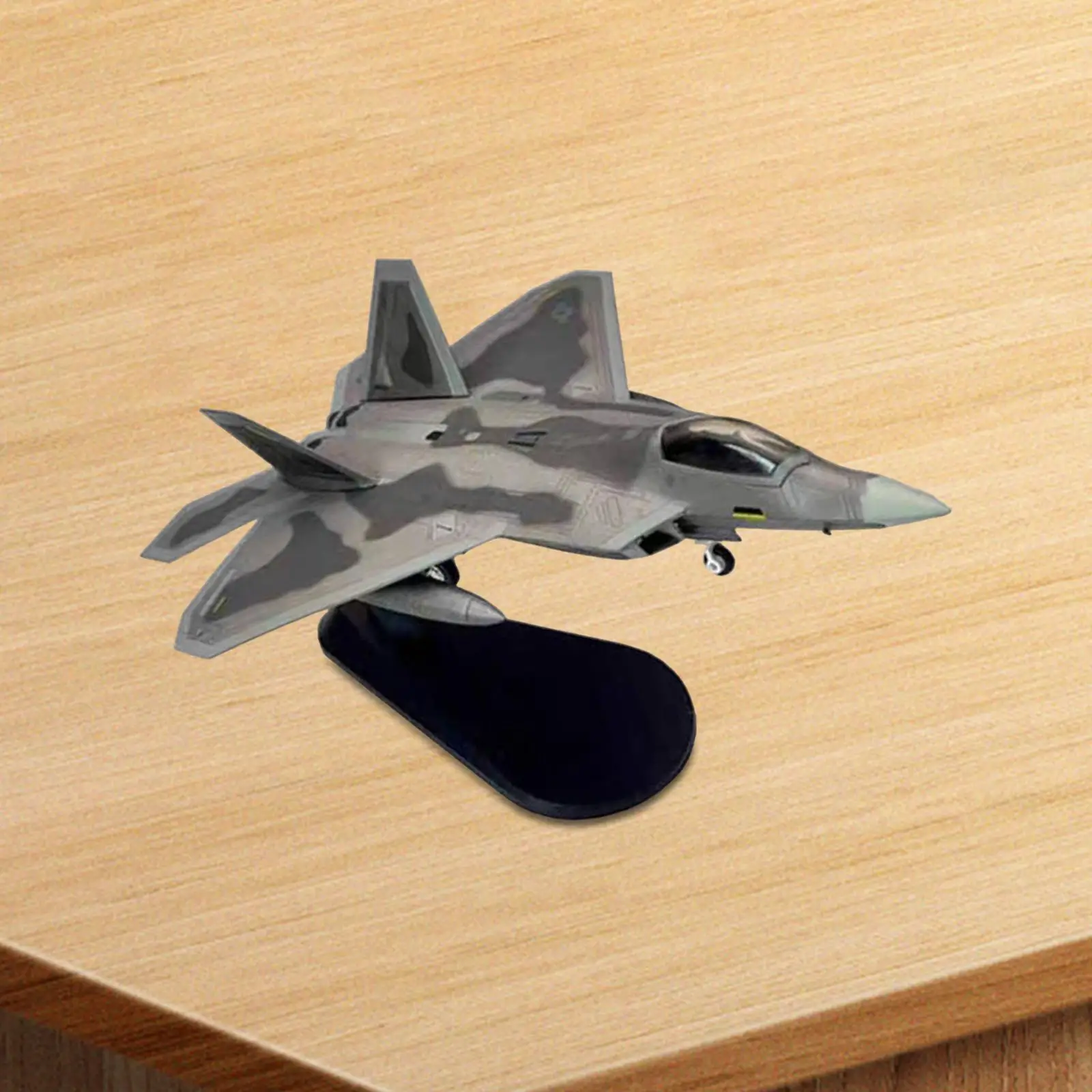 1/100 Scale F-22 Plane Collectibles with Display Stand Kids Toys Miniature Alloy Fighter for Bedroom Office Table Household Home