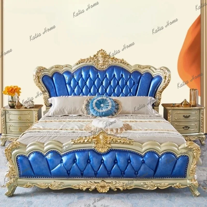Best Sellers Bedroom Custom European Double Bed Master Hand Carved Bedding Luxury Bed Headboard Floor Letto Matrimoniale Nordic
