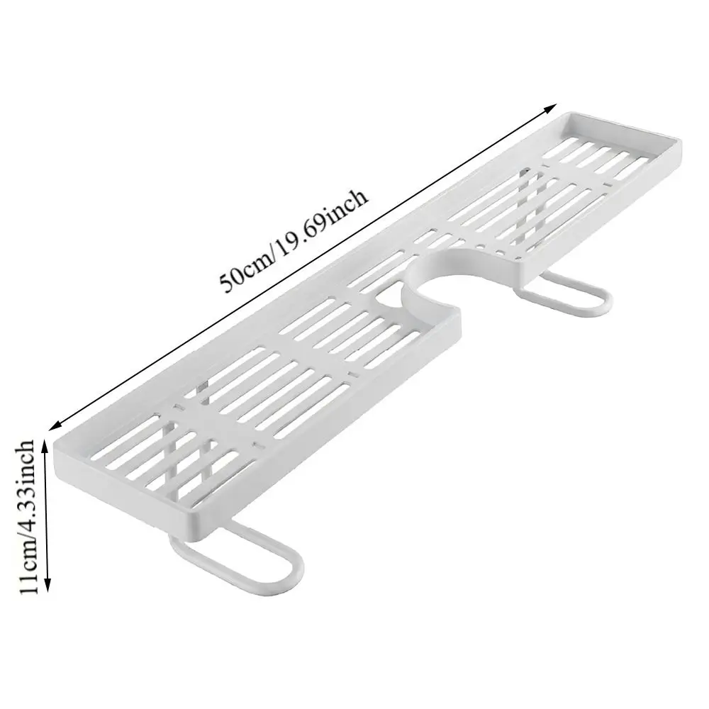50cm Bathroom Counter Shelf No Drill Plastic Faucet Shelf Space-Saving Hollow Out Over The Sink Shelf for Kitchen & Bathroom