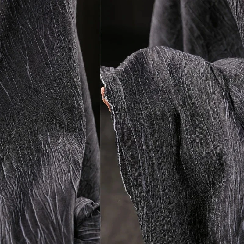 

Creative Linear Vintage Pleated Denim Fabric DIY Bag Jacket Clothing Design Apparel Sewing Fabric By The Yard Diy Sewing Cloth