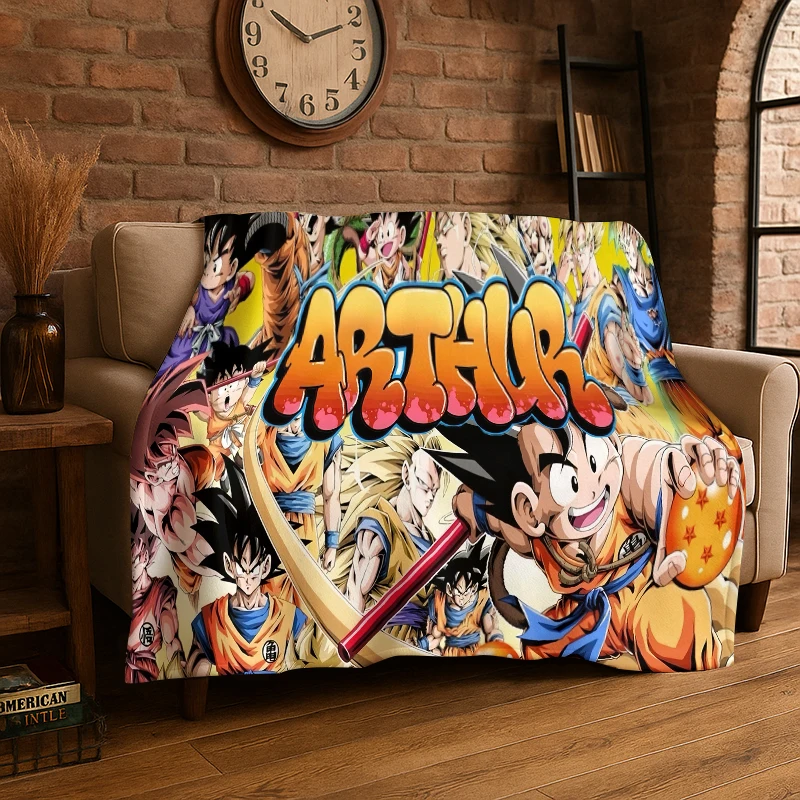 Cartoon D-Dragon Ball Anime-Spiel Flanelldecke Weiche Warme Wurfdecke für Schlafzimmer Wohnzimmer Bett Reisen Camping Picknick Kinder