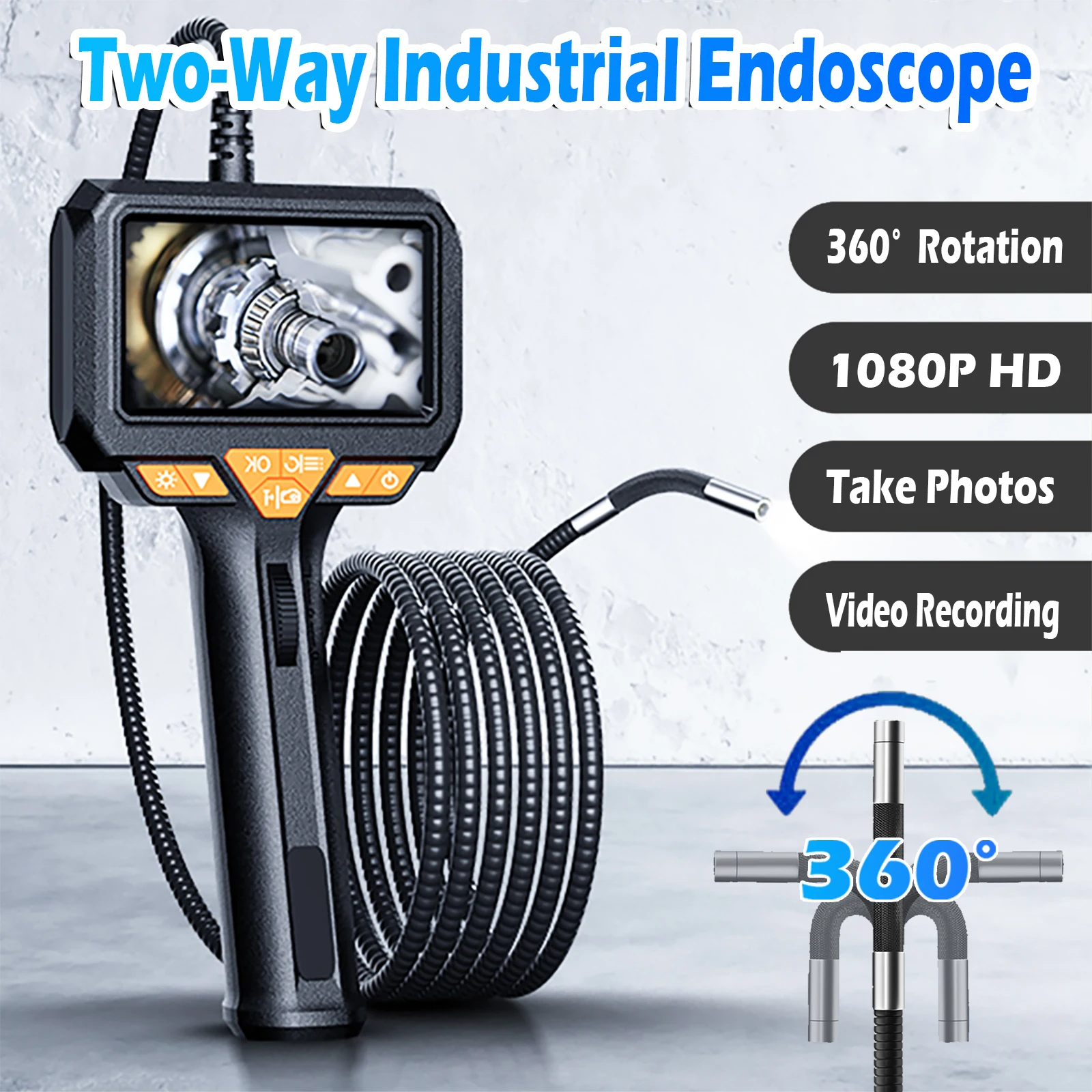 Two Way Articulated Video Sewer Pipe Automotive Endoscope Camera Channel Borescope Inspection Industrial Tools For Car