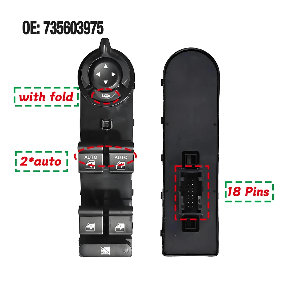 

​735603975 7356039700 For Jeep Renegade Liberty 2016-2023 Electric Lifter Power Window Master Control Switch Button