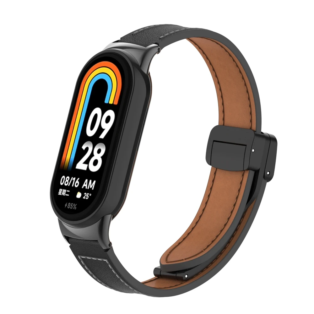 Leather Strap For Xiaomi Mi Band 8 Replacement Belt Magnetic Buckle Wristband Bracelet for xiaomi miband 8 mi band8 Correa Strap