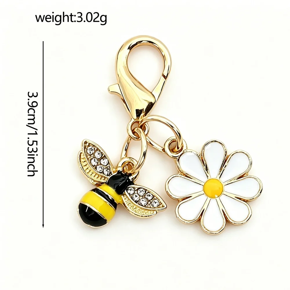 10/20 Stück Niedlicher Bienen-Gänseblümchen-Schlüsselanhänger, Süßer Mini-Tier-Anhänger aus Legierung, Geburtstagsgeschenk, Ideales Geschenk – Detail 2