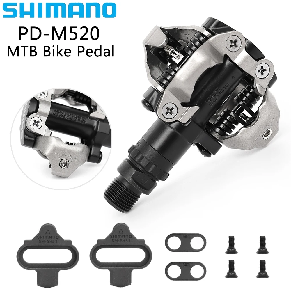 

SHIMANO PD-M520 Самоблокирующаяся педаль SPD для горного велосипеда из алюминиевого сплава с шипами SH51 Оригинальные детали для велосипеда