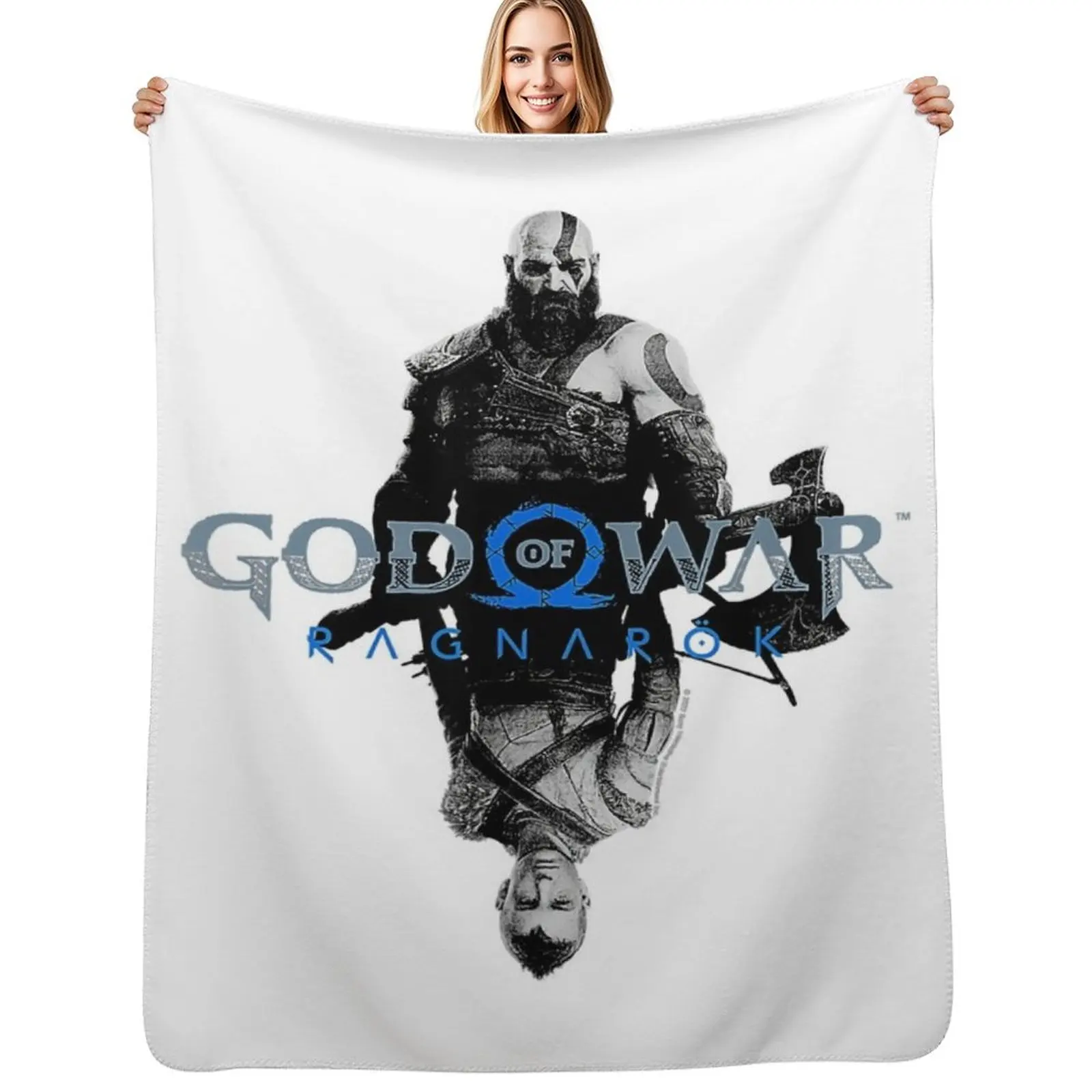 God of War_ Ragnarok Kratos and Atreus Throw Blanket Cozy Microfiber Throw Blanket for Home Bedroom