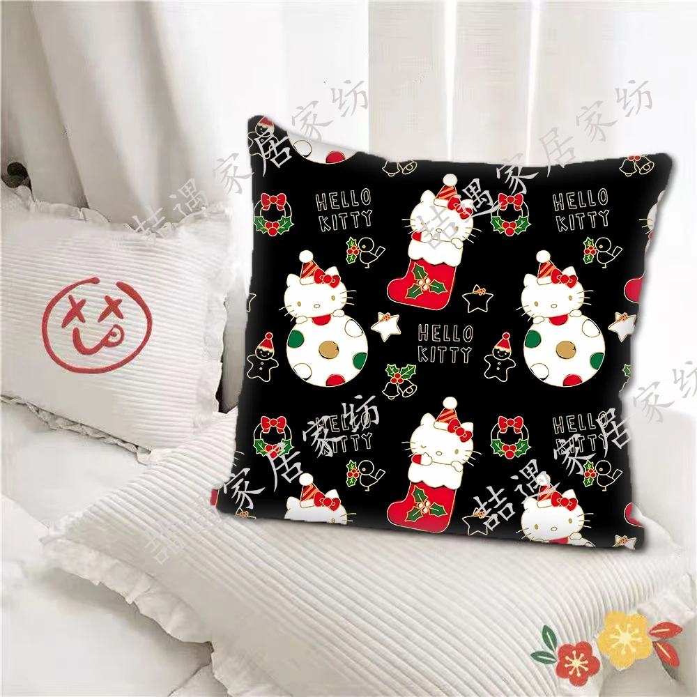 Christmas Sanrio cartoon pillowcase Kitty Cat office living room sofa cushion cover home bedroom room decoration children's gift