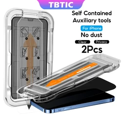 TBTIC 2PCS Privacy Tempered Glass HD Screen Protector for IPhone 15 14 Plus 13 12 11 Pro X Xs Max XR One touch Easy install