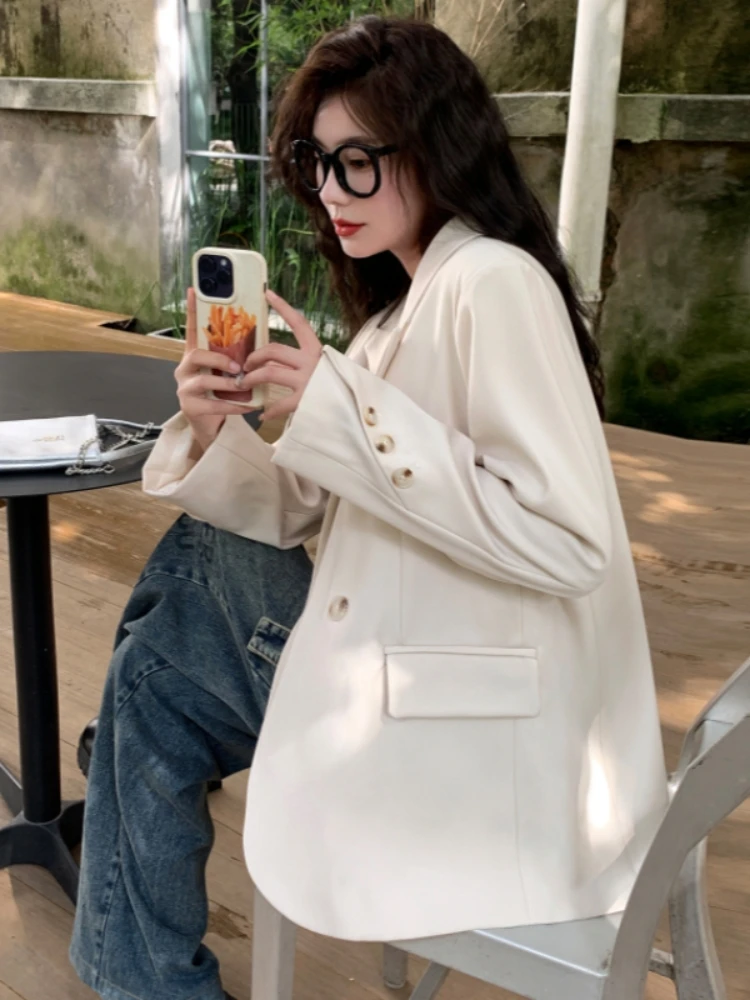 Elegant Casual Suit Jacket Women's Spring Autumn plus Size Slimming European Style Shoulder Leveling Western Top