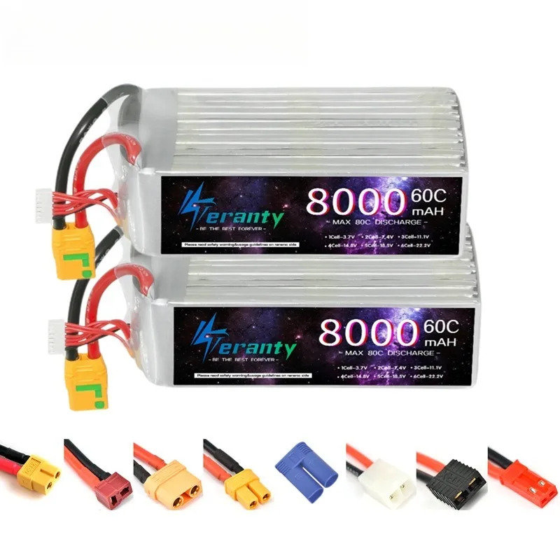 

New 6S Battery 22.2V 8000mAh Lipo Battery 60C for Drone RC FPV Helicopter Quadcopter Racing Parts 6S Rechargeable with XT90S EC8