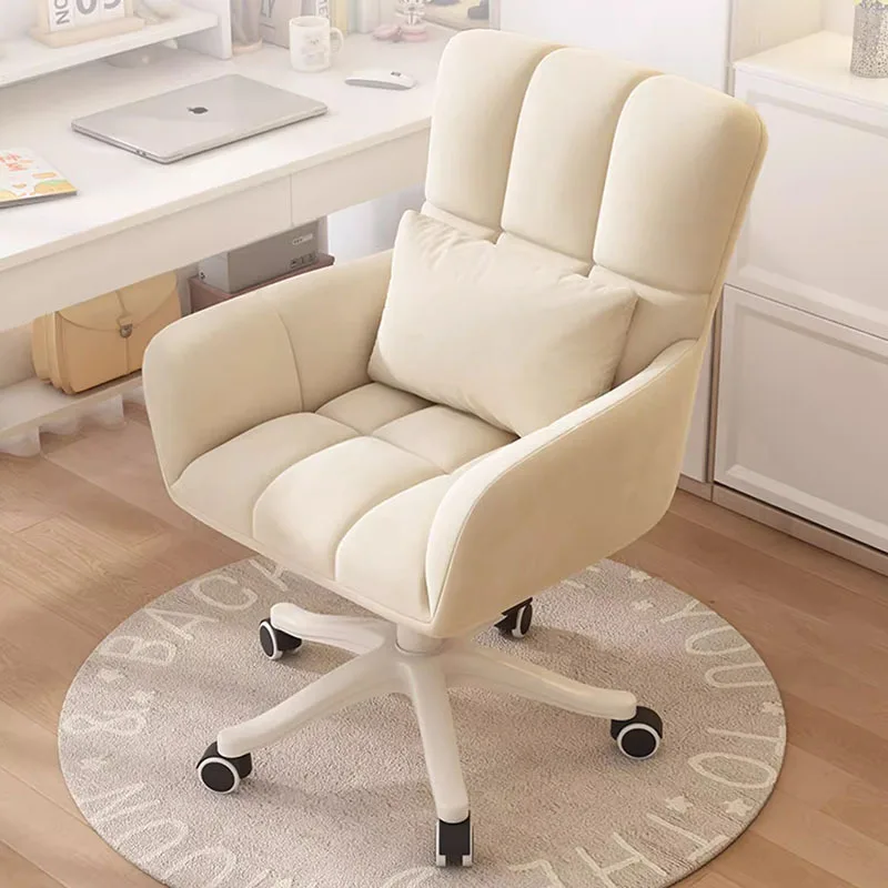 Swivel Ergonomic Office Chairs Modern Luxury Design Beige Office Chairs Arm Comfortable Cadeira De Escritorio Desk Accessories