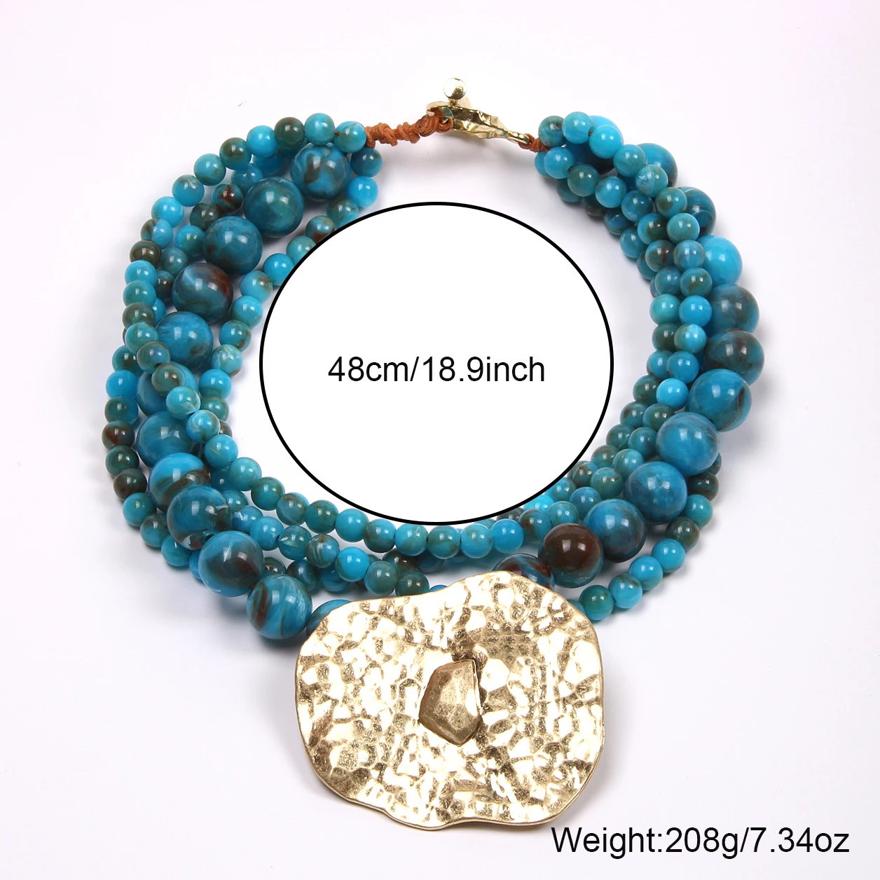 Statement Vintage Beads Necklace with Geometry Pendant for Women Trendy Wedding Party Jewelry
