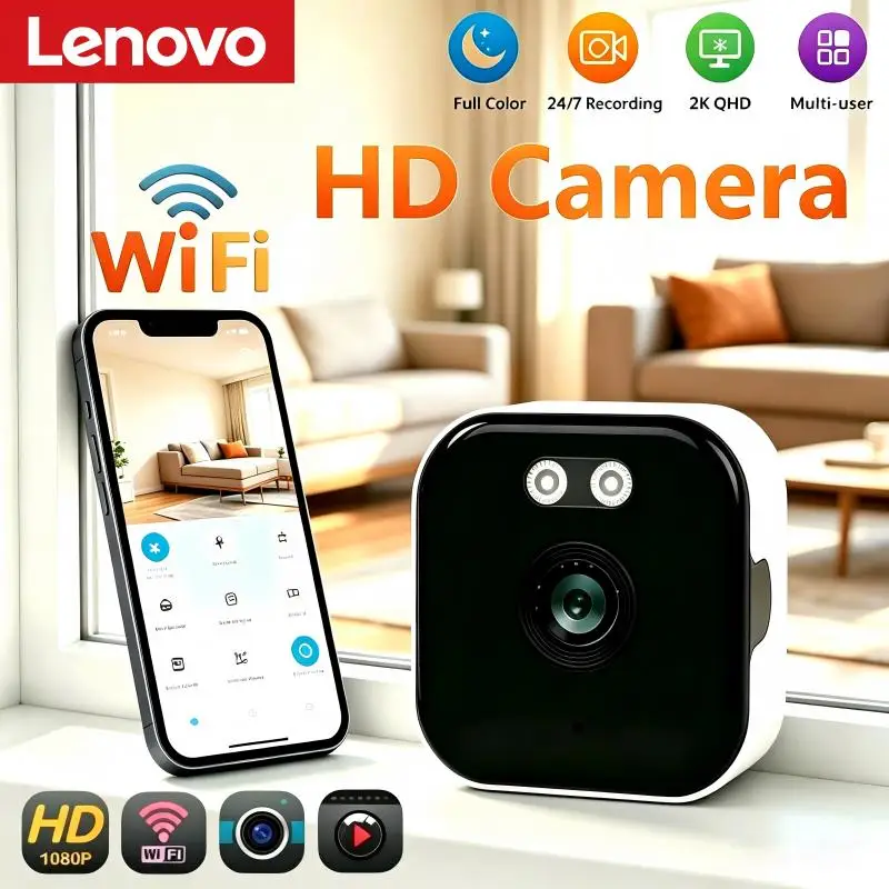 Lenovo 2.4/5GHz WiFi Camera 3MP 1080P HD Night Vision Security Camera Indoor Phone Remote Home Surveillance Safety Monitoring