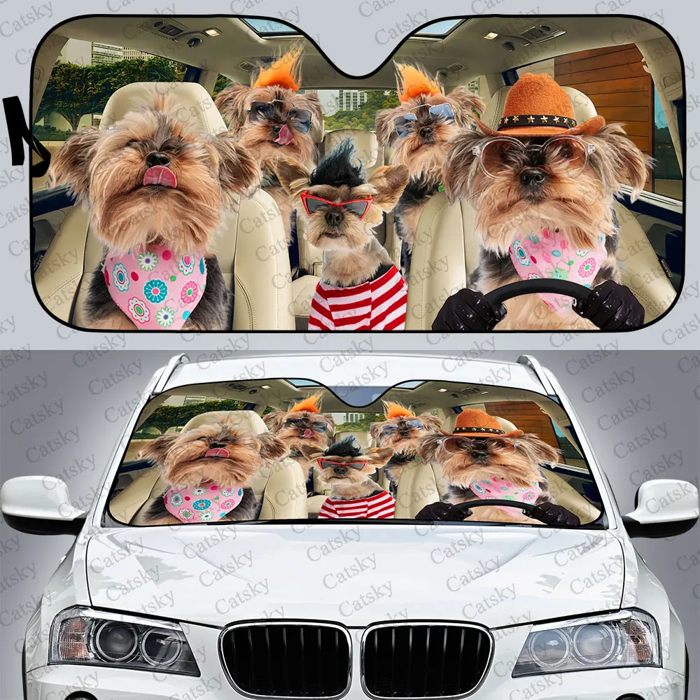 Yorkshire Car Sunshade, Car Decor Dog Lovers Gift, Windscreen Sunshield for Car Window Sunshade Cover Foldable Uv Ray Reflector