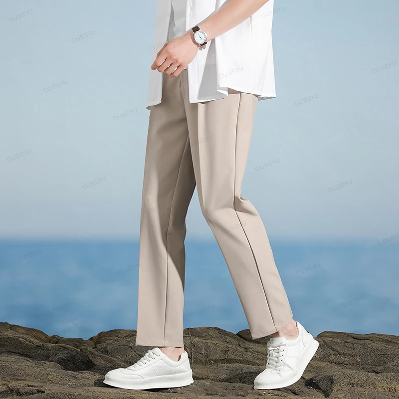Brand Clothing Smooth Soft Suit Pants Men Business Korean Formal Office Banquet Wedding Long Trousers Male Plus Size 40 Gift