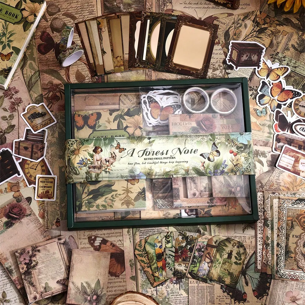 201 قطعة مجموعة سكرابوكينغ الغابات خمر لمجلة رصاصة غير المرغوب فيه لتقوم بها بنفسك هدية عيد ميلاد الحرفية #3