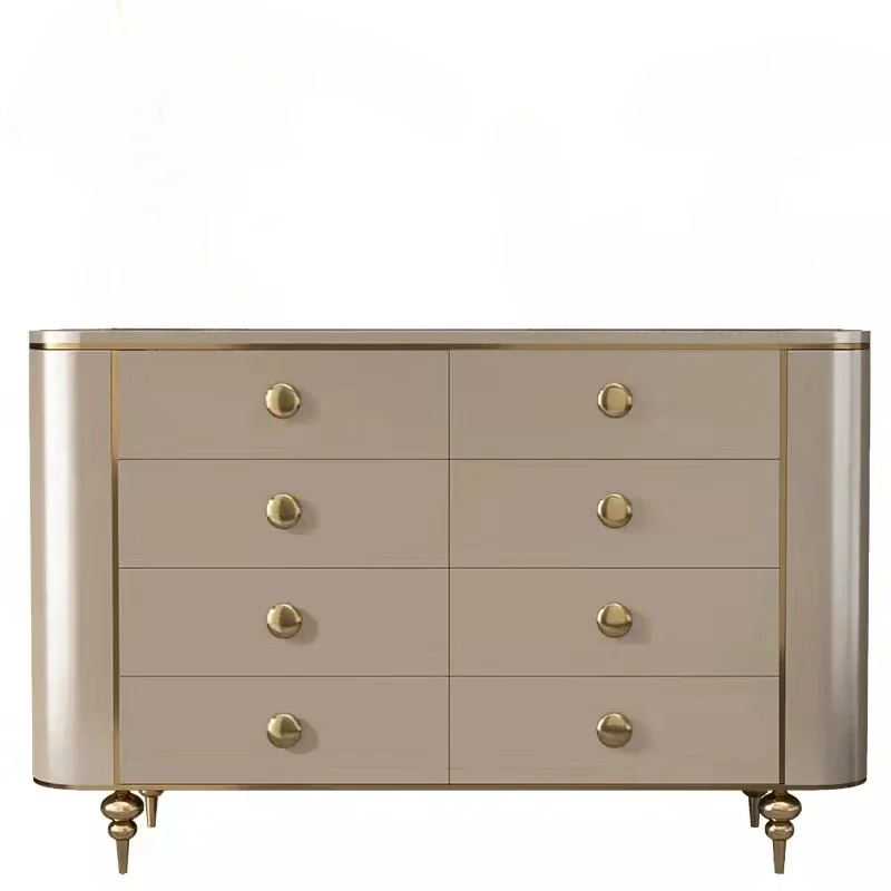 Affordable Luxury Style Chest of Drawers Stone Plate Eight Drawers Living Room Solid Wood Storage Cabinet Drawer Locker