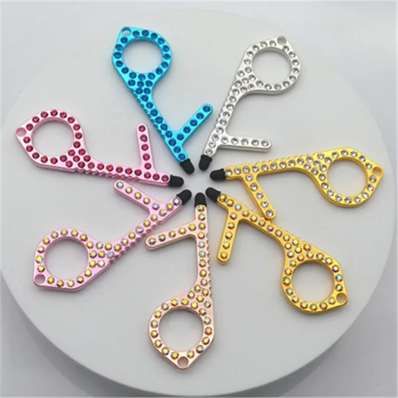 10PCS Non Contact EDC Door Opener Stretchable Keychain Silicone Anti-contact Touch Screen Corkscrew Elevator Opening Assistant