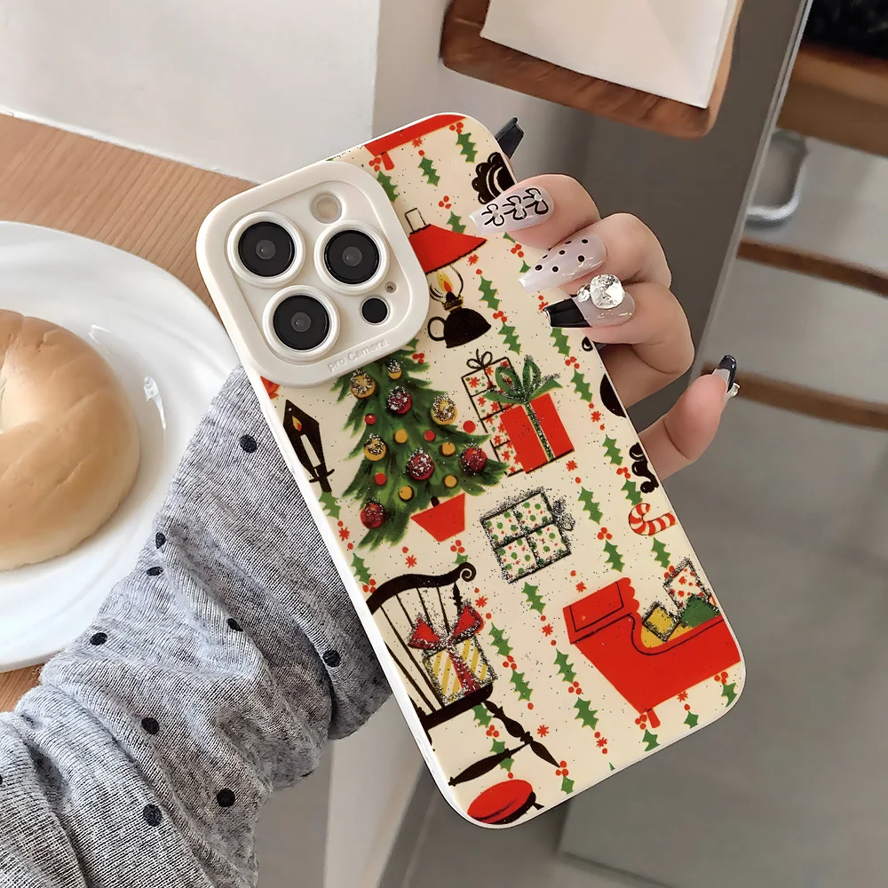 

Phone Case For iPhone 14 15 16 Pro Max Plus 11 12 13 Pro 7 8 SE 2022 X XS XR 16E Happy Christmas Holidays Shockproof Soft Cover